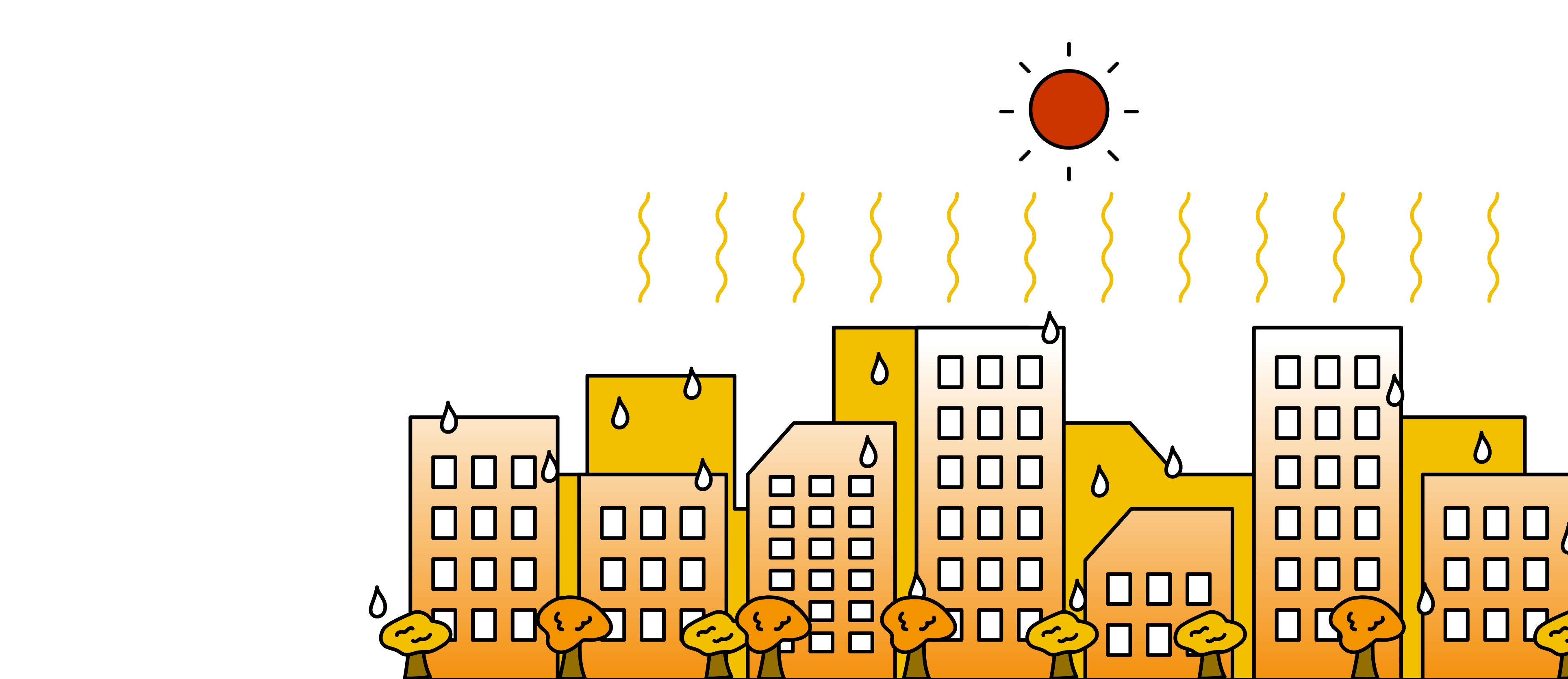 温暖化が進む都市部の様子