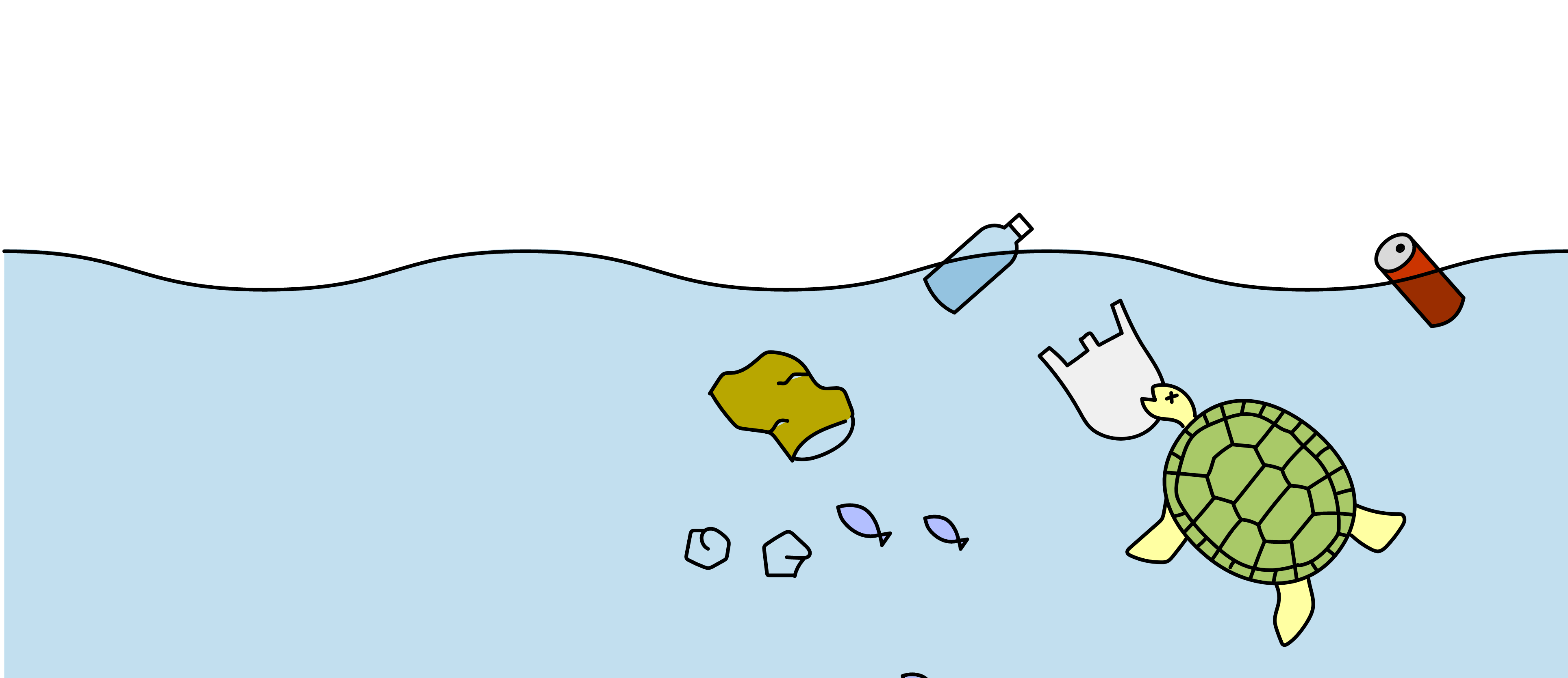 海の生き物が餌と間違えてゴミを食べてしまう様子