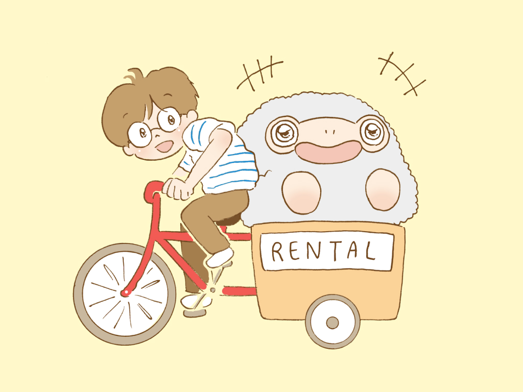 自転車に乗るオロンと少年